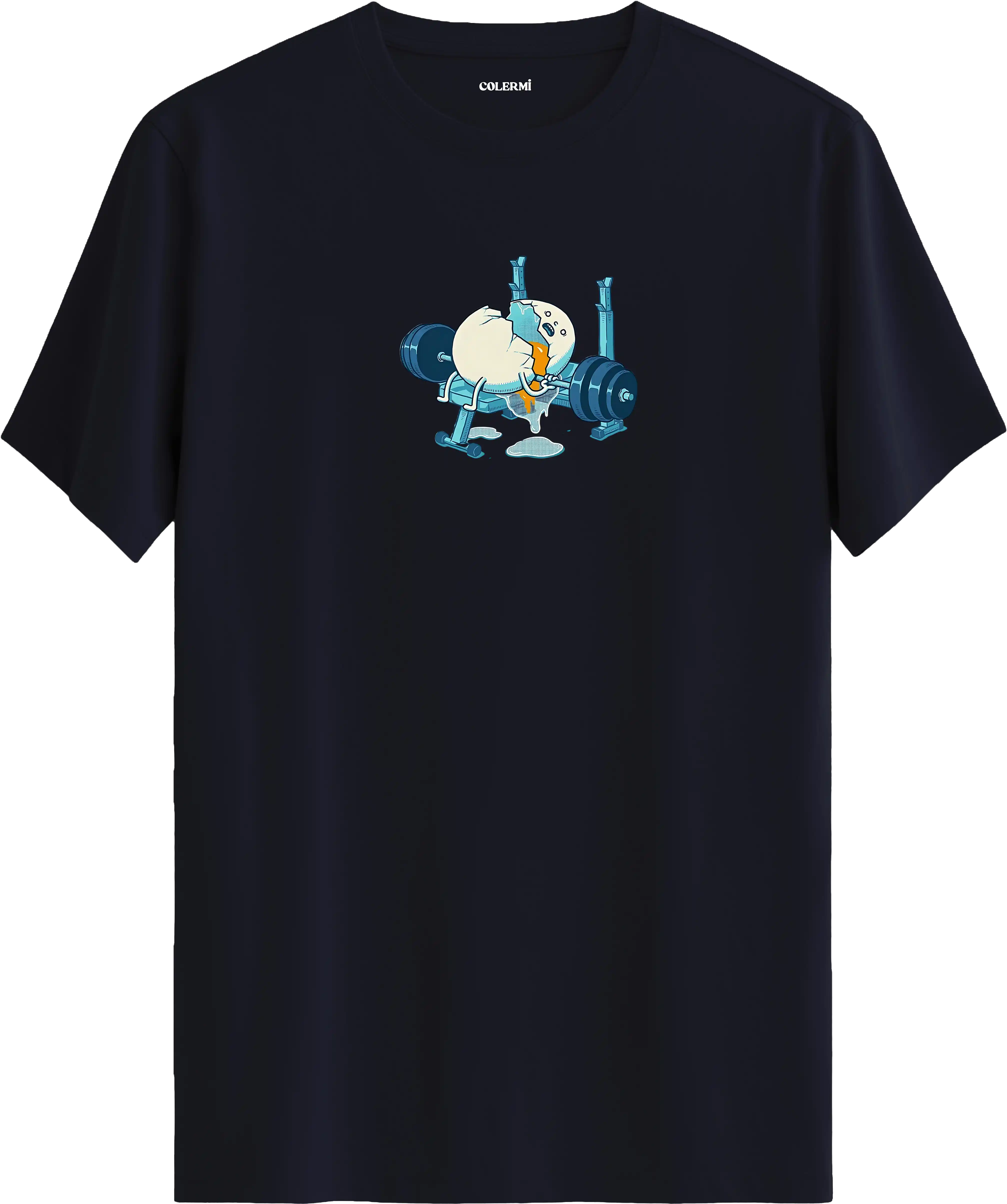 Ağırlık kaldıran yumurta baskılı tişört mizahi spor tasarım