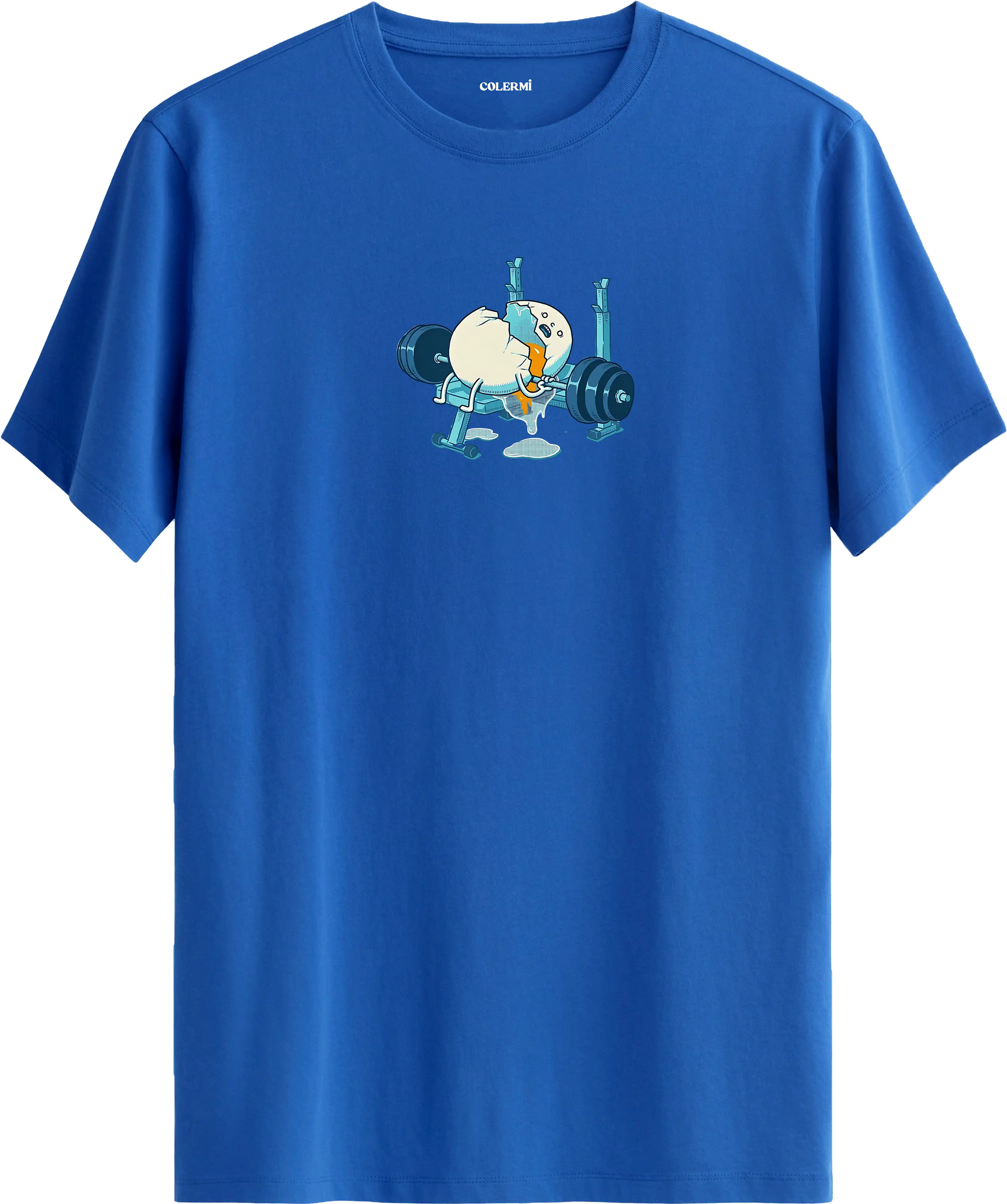 Ağırlık kaldıran yumurta baskılı tişört mizahi spor tasarım