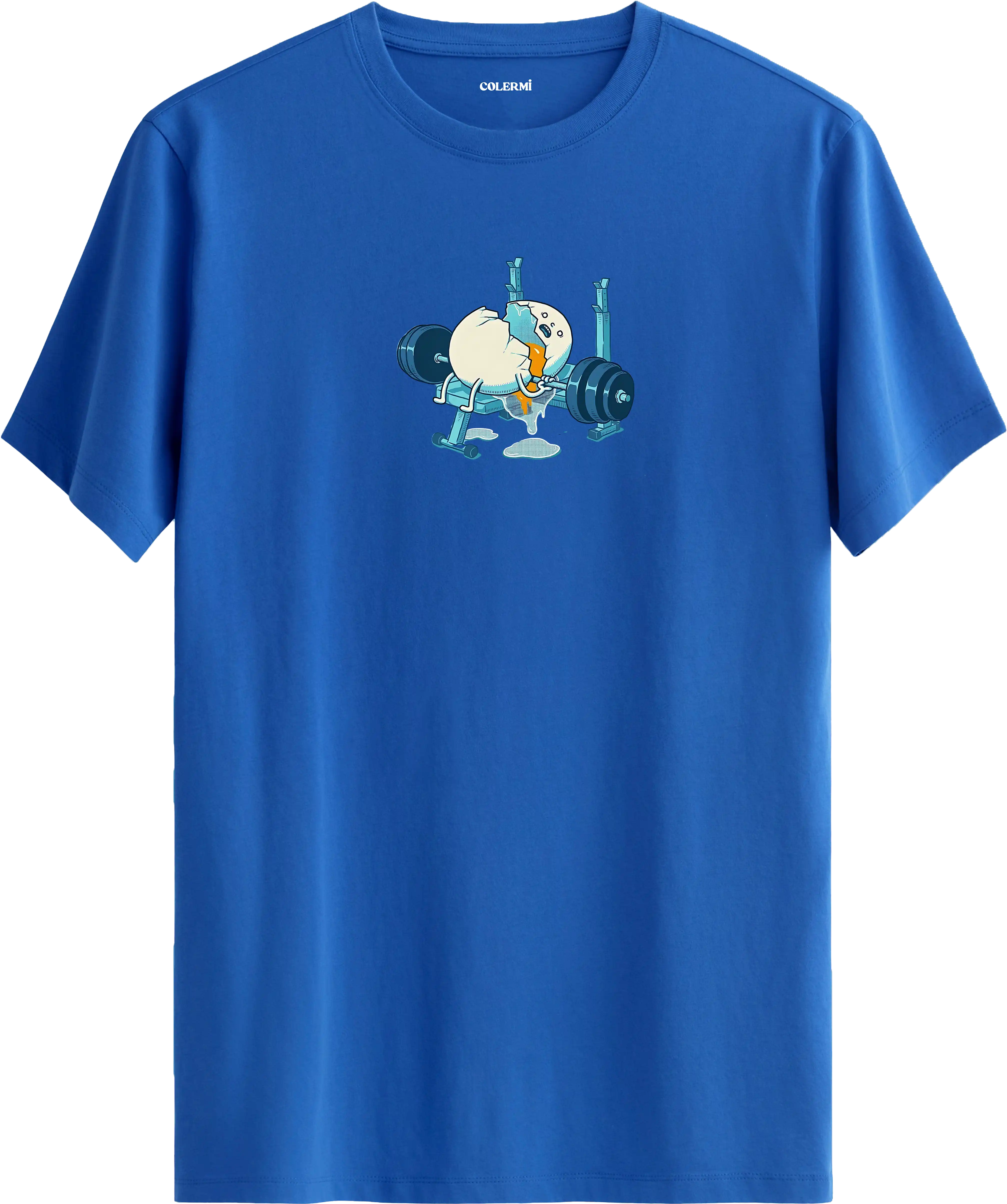 Ağırlık kaldıran yumurta baskılı tişört mizahi spor tasarım