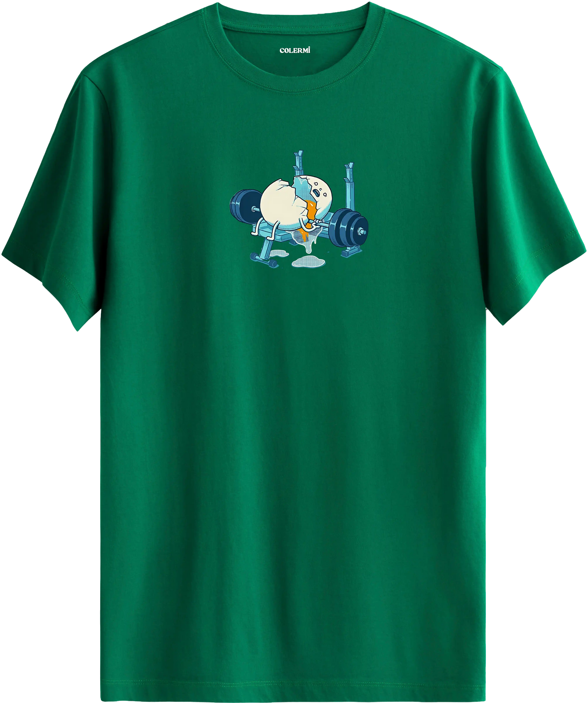 Ağırlık kaldıran yumurta baskılı tişört mizahi spor tasarım