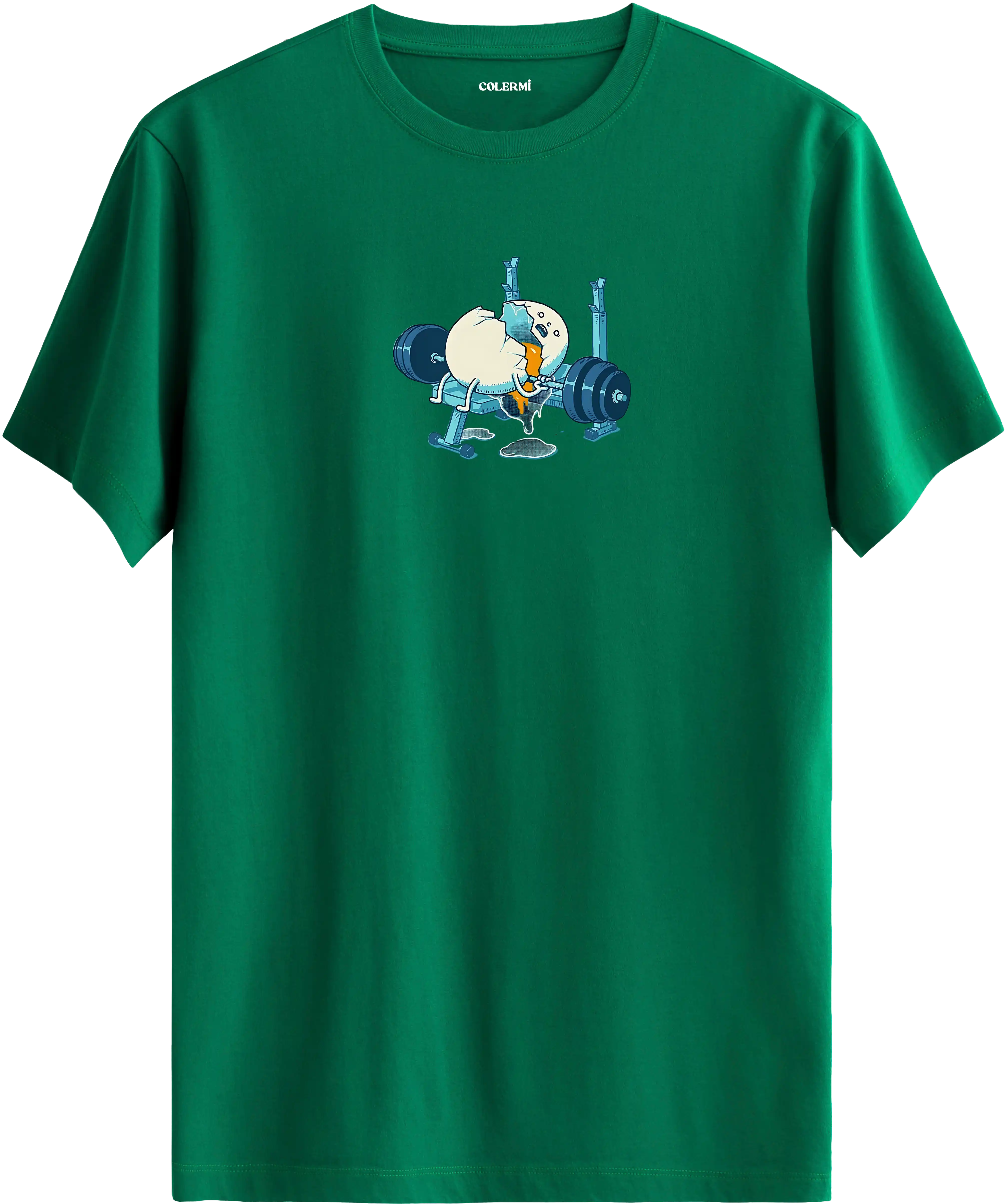 Ağırlık kaldıran yumurta baskılı tişört mizahi spor tasarım