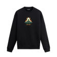Alevli bir uzay gemisinde oturan uzaylı figürlü Colermi sweatshirt tasarımı.