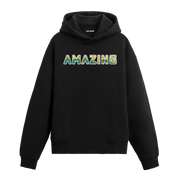 Siyah hoodie, Amazing yazılı baskı, modern tipografi tasarım pamuklu unisex hoodie