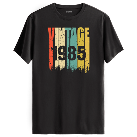 1985 tasarımlı retro vintage t-shirt, nostaljik stil sevenler için unisex model.