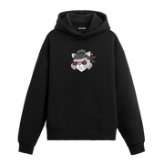 Bandanalı ve gözlüklü asi kedi baskılı hoodie – özgün karakterli tasarım