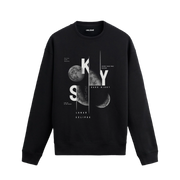 Ay evreleri ve tipografiyle tasarlanmış Lunar Eclipse temalı Colermi sweatshirt