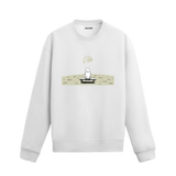 Ay yüzeyinde oturan bir astronotun Dünya’ya baktığı uzay temalı Colermi sweatshirt tasarımı.