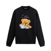 Coffee Break Ayıcık Baskılı Sweatshirt, kahve temalı tasarımı ve %100 pamuklu kumaşı ile rahat ve şık bir stil sunuyor.