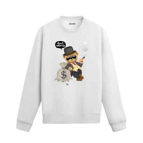 Don’t Worry Ayıcık Baskılı Sweatshirt, eğlenceli tasarımı ve %100 pamuklu kumaşı ile şık ve rahat bir giyim deneyimi sunuyor.