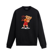 Basketbol Play to Win ayıcık baskılı sweatshirt, spor temalı tasarımı ve pamuklu dokusuyla enerjik bir stil sunuyor.