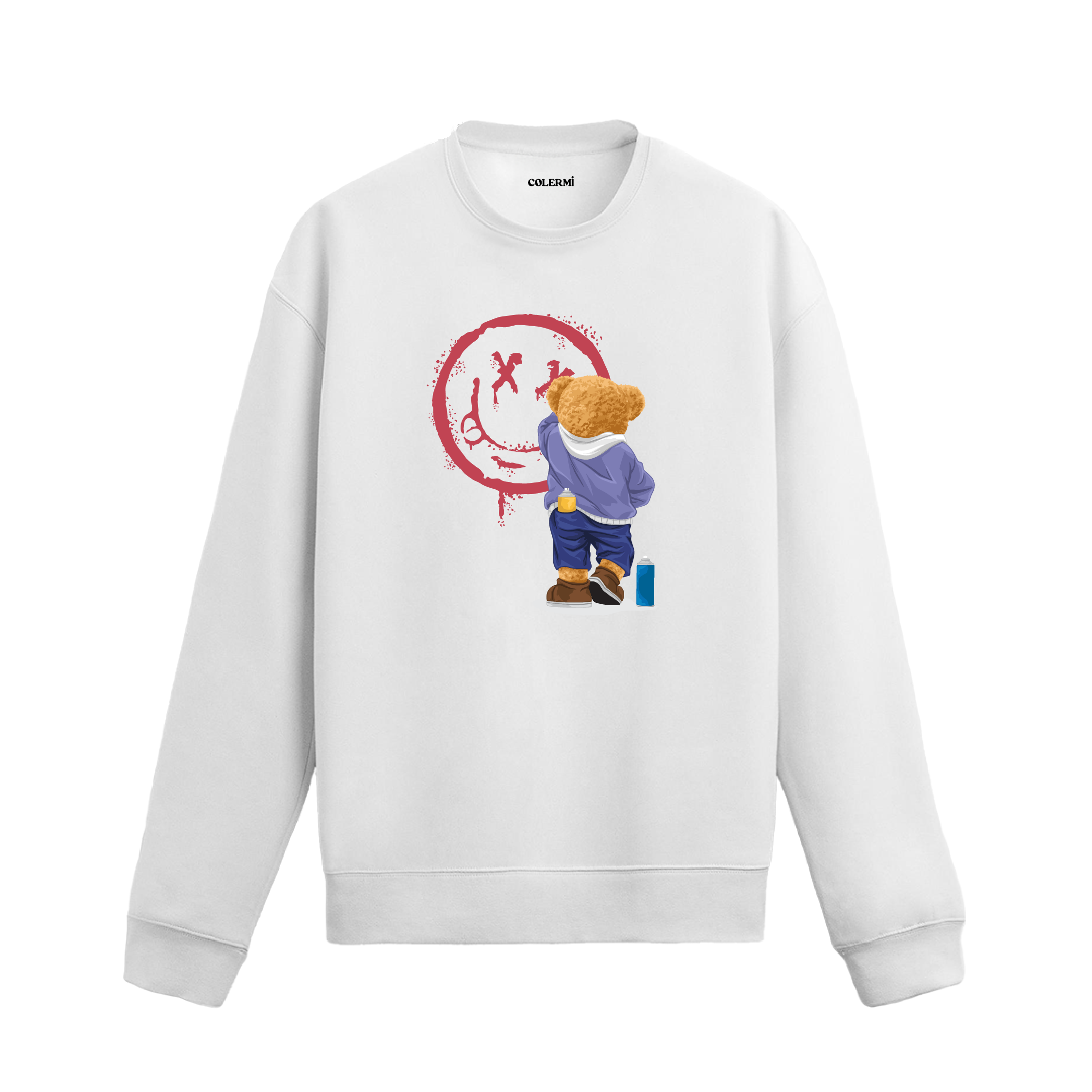 Graffiti Street ayıcık baskılı sweatshirt, sokak sanatı tasarımı ve pamuklu dokusuyla şehir stiline enerji katıyor.
