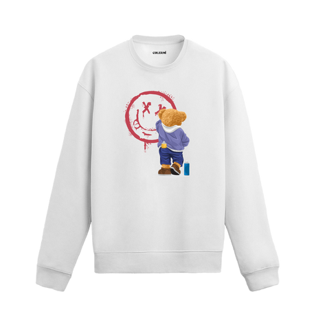 Graffiti Street ayıcık baskılı sweatshirt, sokak sanatı tasarımı ve pamuklu dokusuyla şehir stiline enerji katıyor.