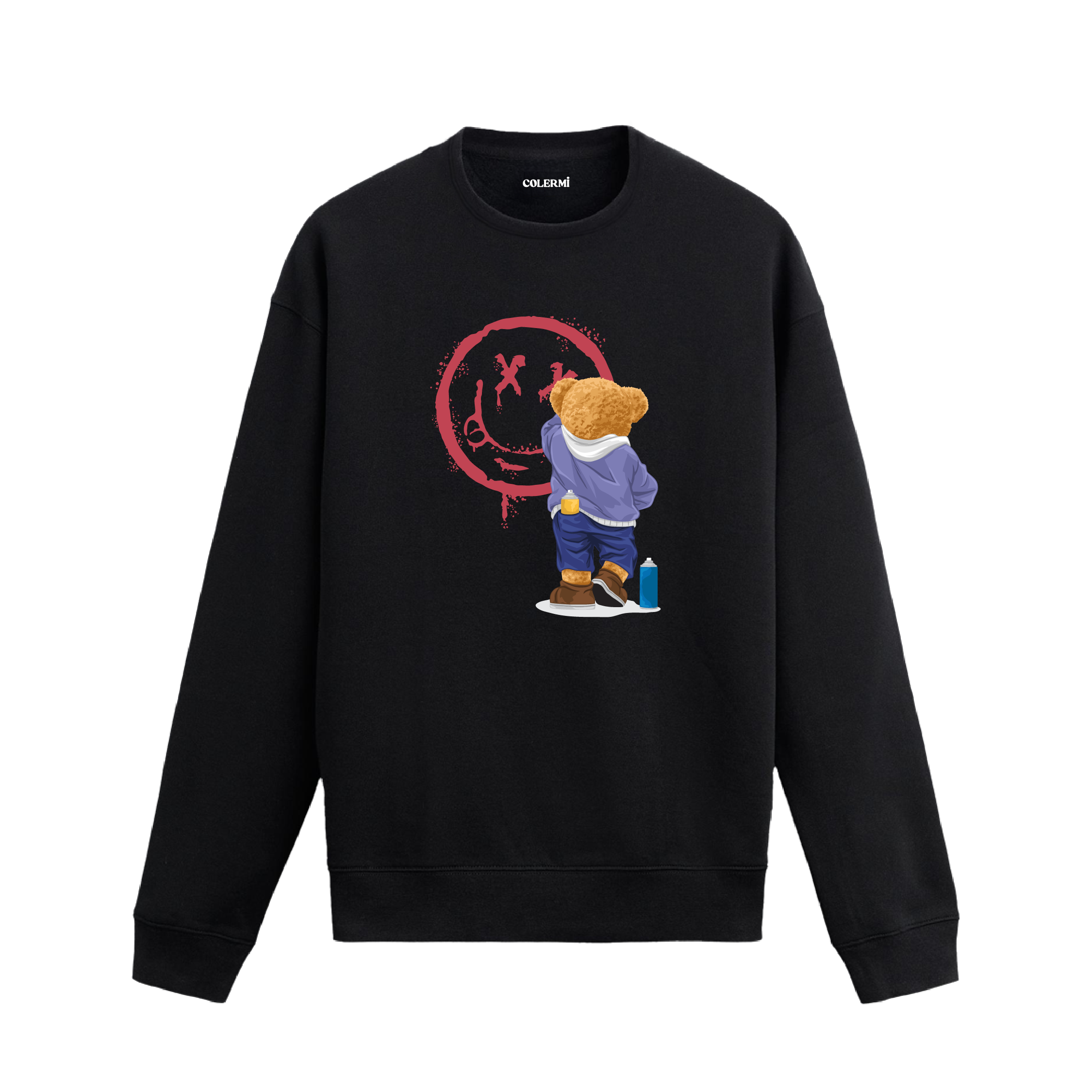 Graffiti Street ayıcık baskılı sweatshirt, sokak sanatı tasarımı ve pamuklu dokusuyla şehir stiline enerji katıyor.