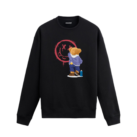 Graffiti Street ayıcık baskılı sweatshirt, sokak sanatı tasarımı ve pamuklu dokusuyla şehir stiline enerji katıyor.