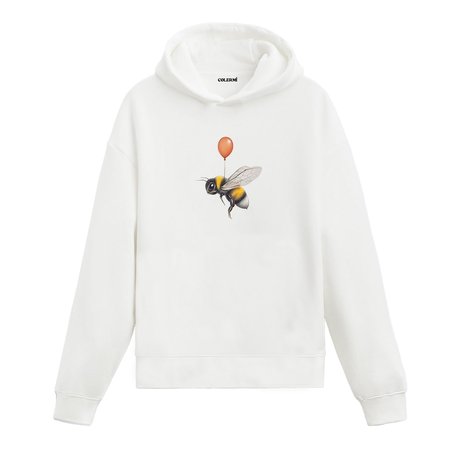 Balonla havaya uçan arı baskılı hoodie tasarımı