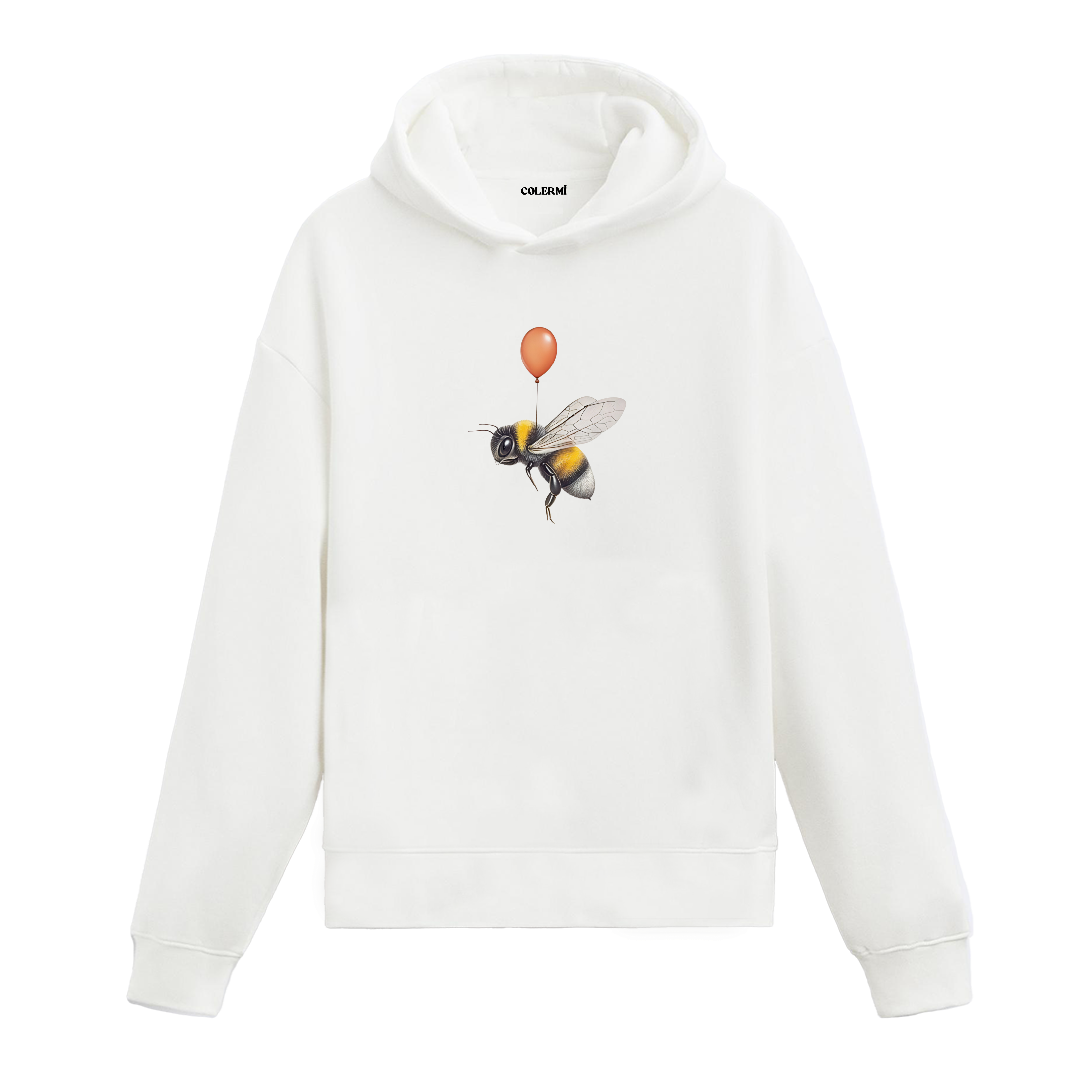 Balonla havaya uçan arı baskılı hoodie tasarımı