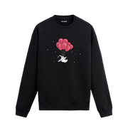 Uzayda balonlarla uçan astronot figürlü Colermi sweatshirt tasarımı