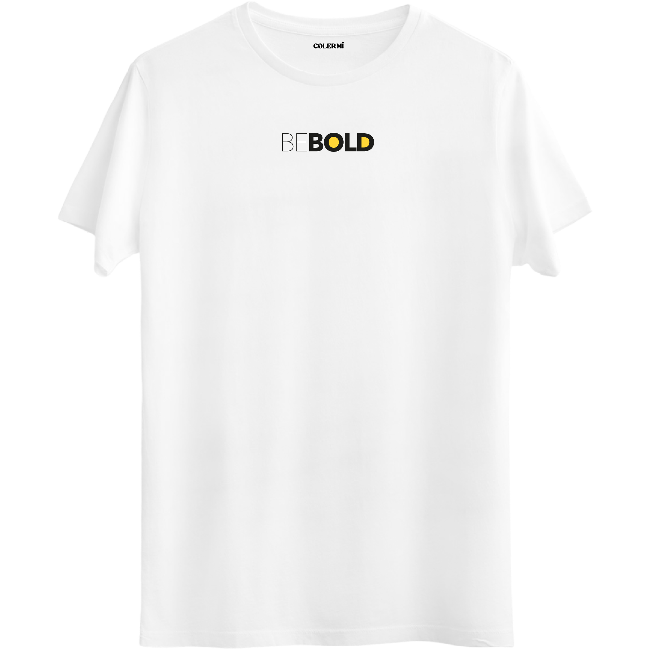 esur ve özgün ruhu yansıtan ‘Be Bold’ yazılı minimal Bisiklet Yaka T-Shirt.