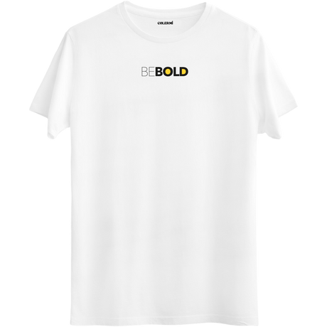 esur ve özgün ruhu yansıtan ‘Be Bold’ yazılı minimal Bisiklet Yaka T-Shirt.