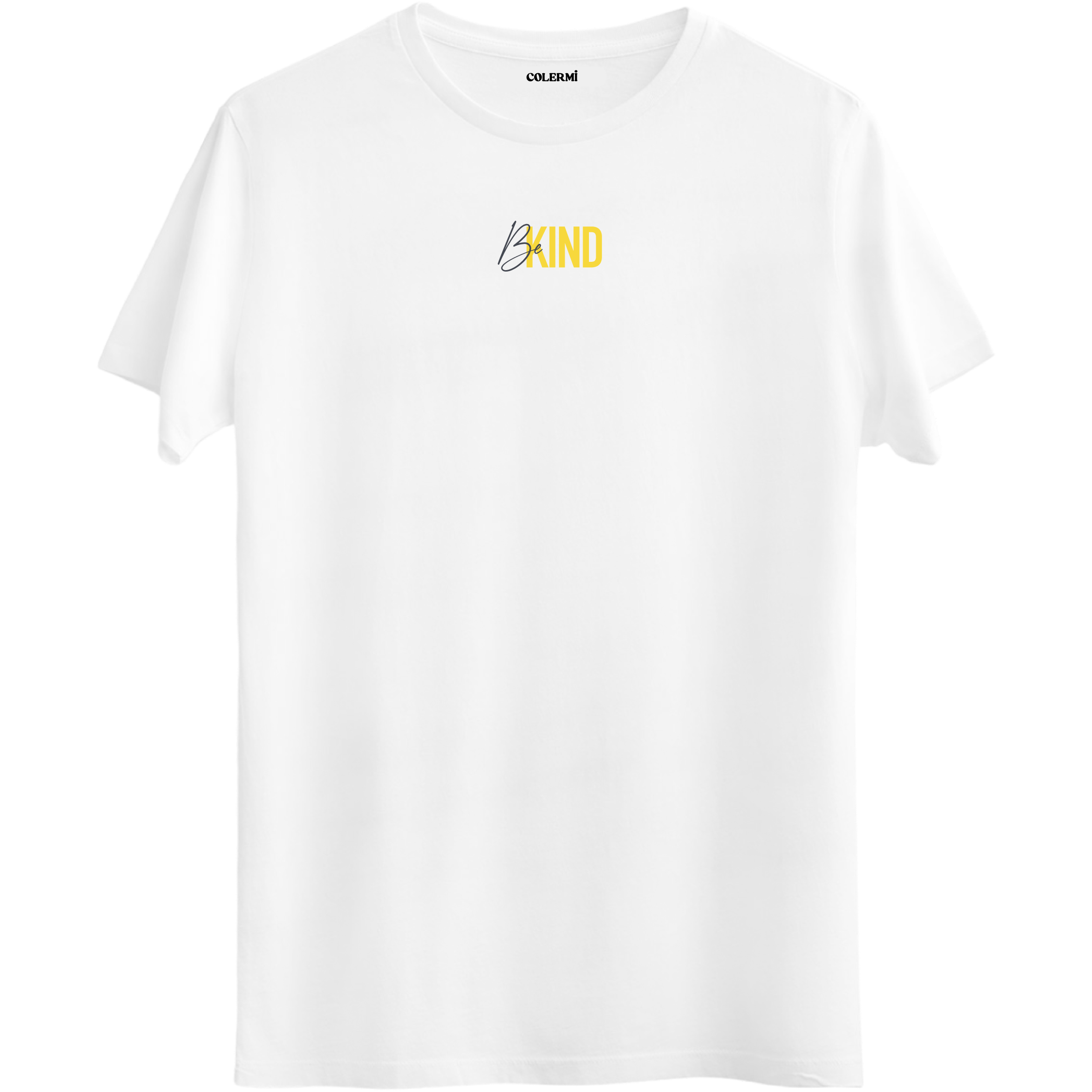 Be Kind yazı tasarımıyla nazik olmayı hatırlatan siyah Bisiklet Yaka T-Shirt.