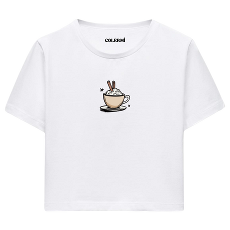 Colermi Kadın Crop Top Tişört - Kahve İllüstrasyonu