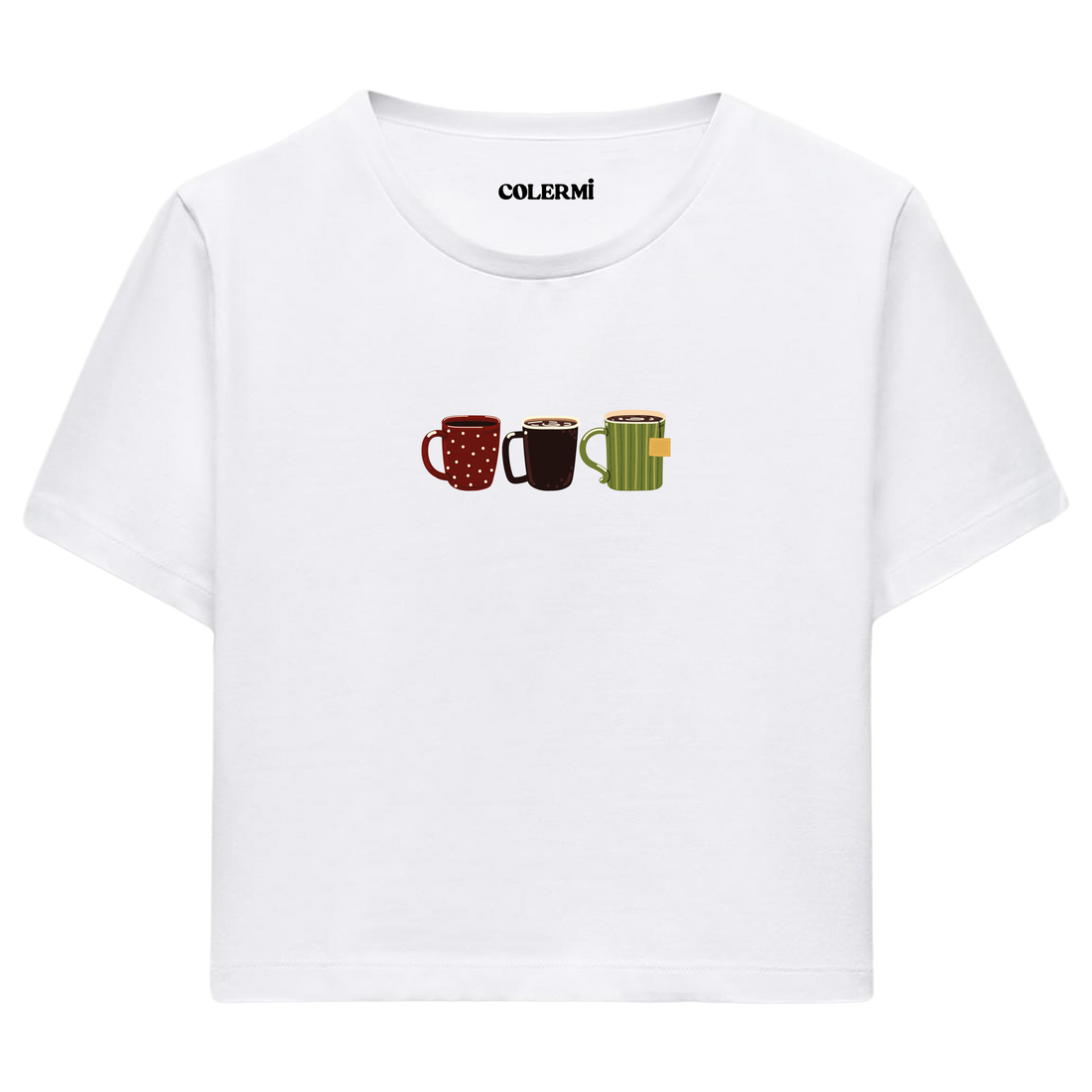 Colermi - Kahve Kupası Tasarımlı Crop T-Shirt
