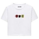 Colermi - Kahve Kupası Tasarımlı Crop T-Shirt