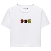 Colermi - Kahve Kupası Tasarımlı Crop T-Shirt