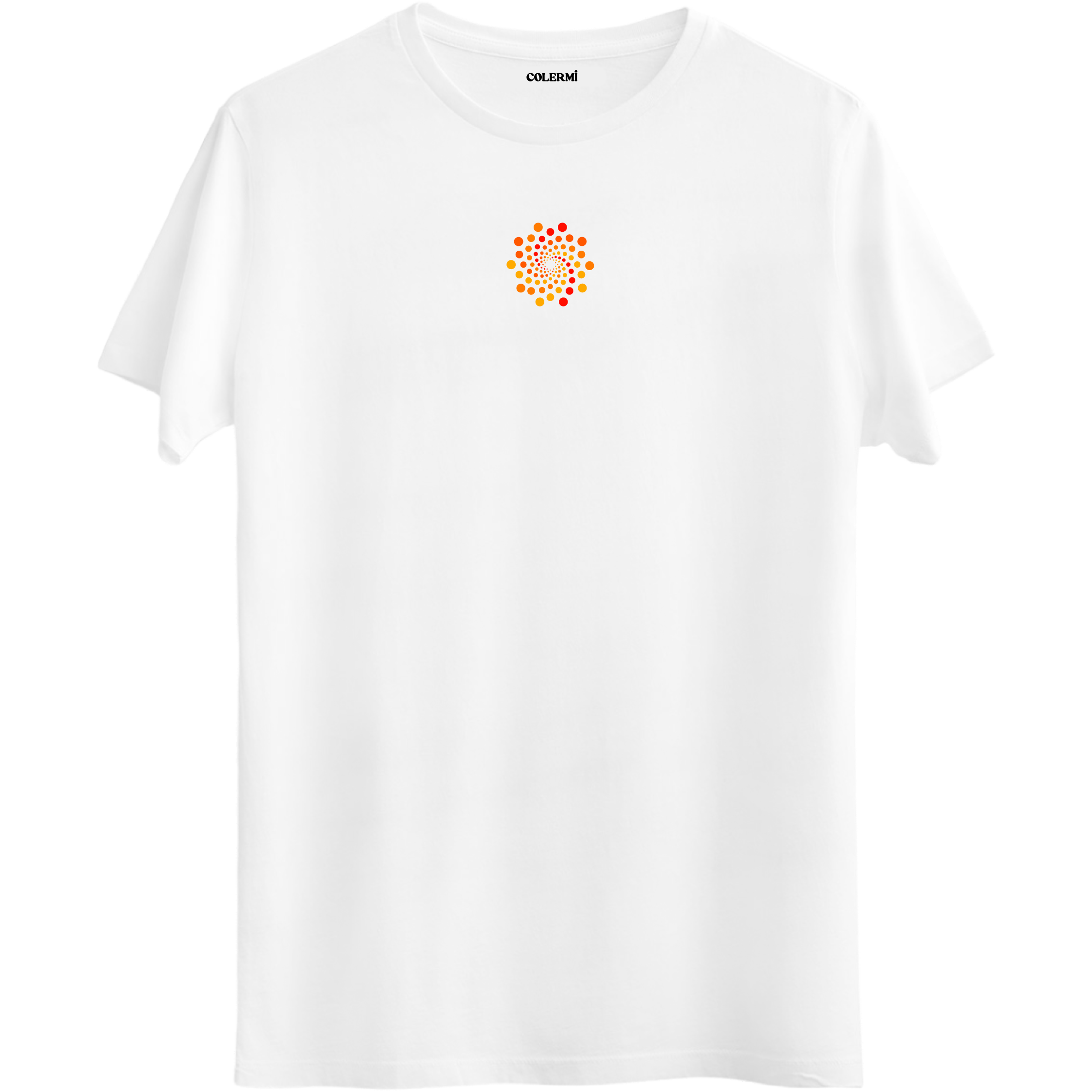 Dengenin ve enerjinin akışını yansıtan beyaz Bisiklet Yaka T-Shirt.