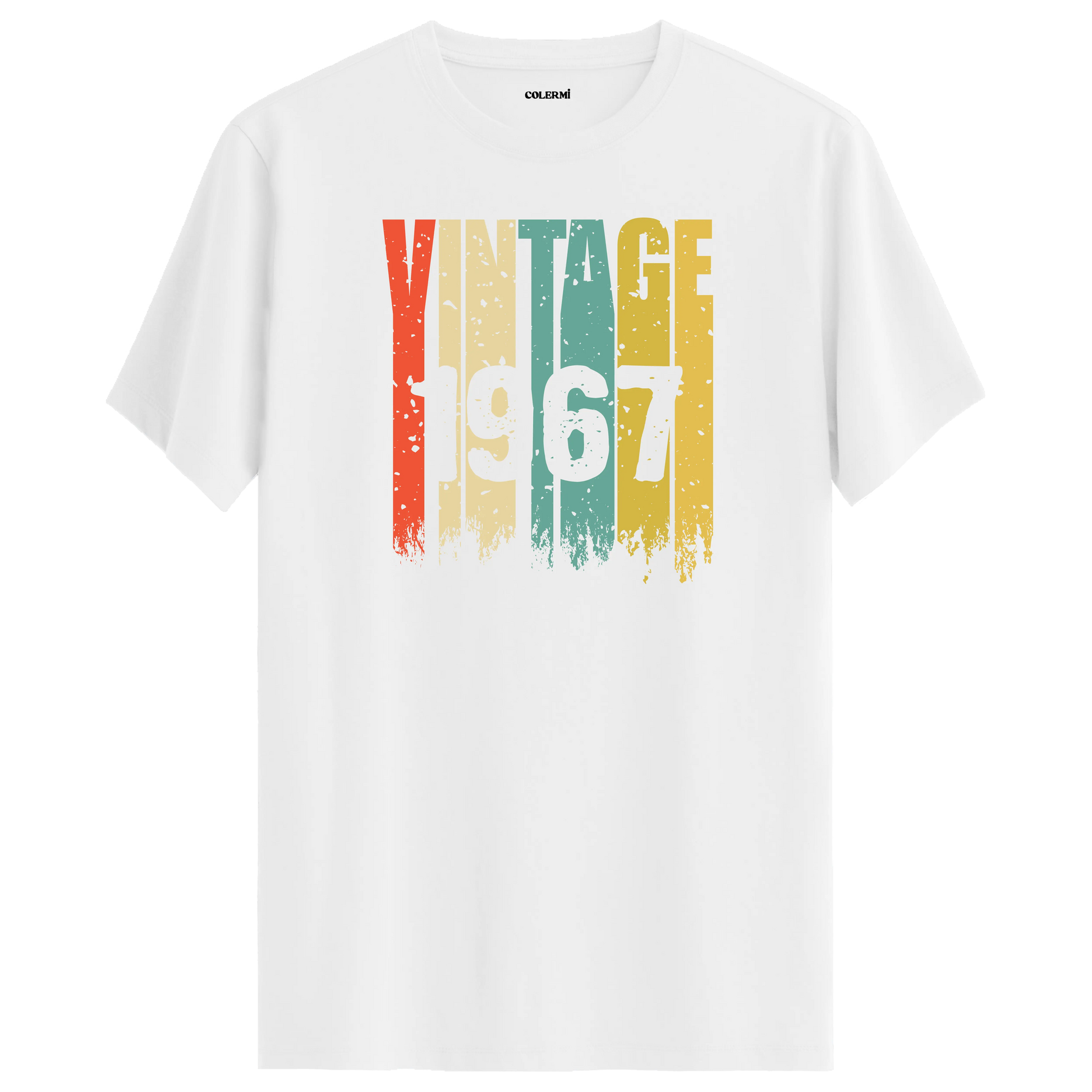 1967 yılının nostaljik ruhunu yansıtan vintage t-shirt, retro tarzı tamamlayan özel tasarım.
