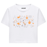 Yoga Crop T-Shirt - Yoga Hayatı İllüstrasyonlu Crop Tişört
