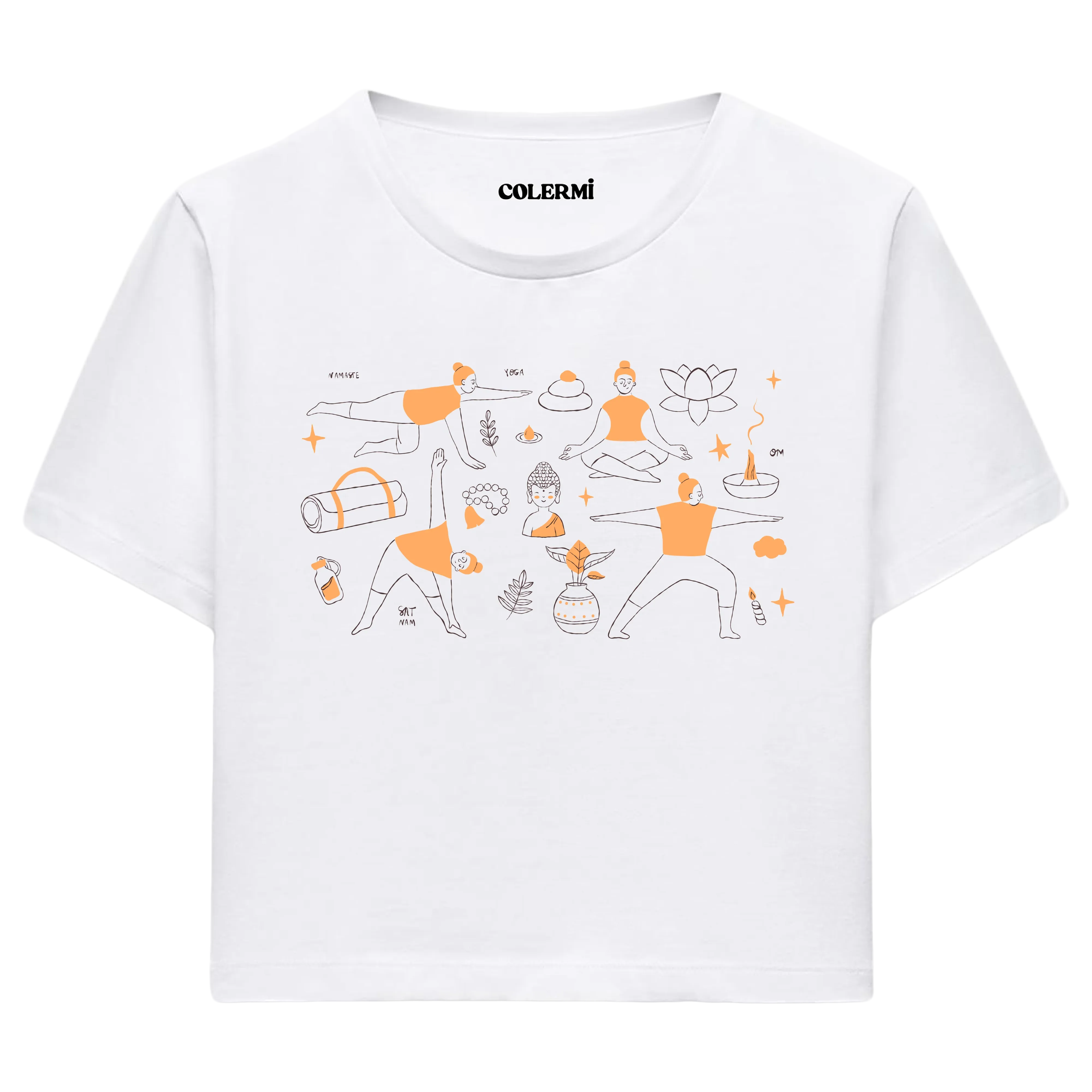 Yoga Crop T-Shirt - Yoga Hayatı İllüstrasyonlu Crop Tişört