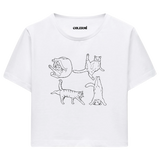 Yoga Crop T-Shirt - Tatlı Kedinin Yoga Pozu