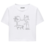 Yoga Crop T-Shirt - Tatlı Kedinin Yoga Pozu