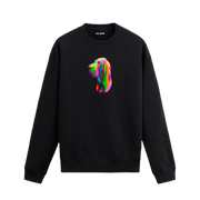 Siyah sweatshirt üzerinde renkli Bloodhound köpek baskısı