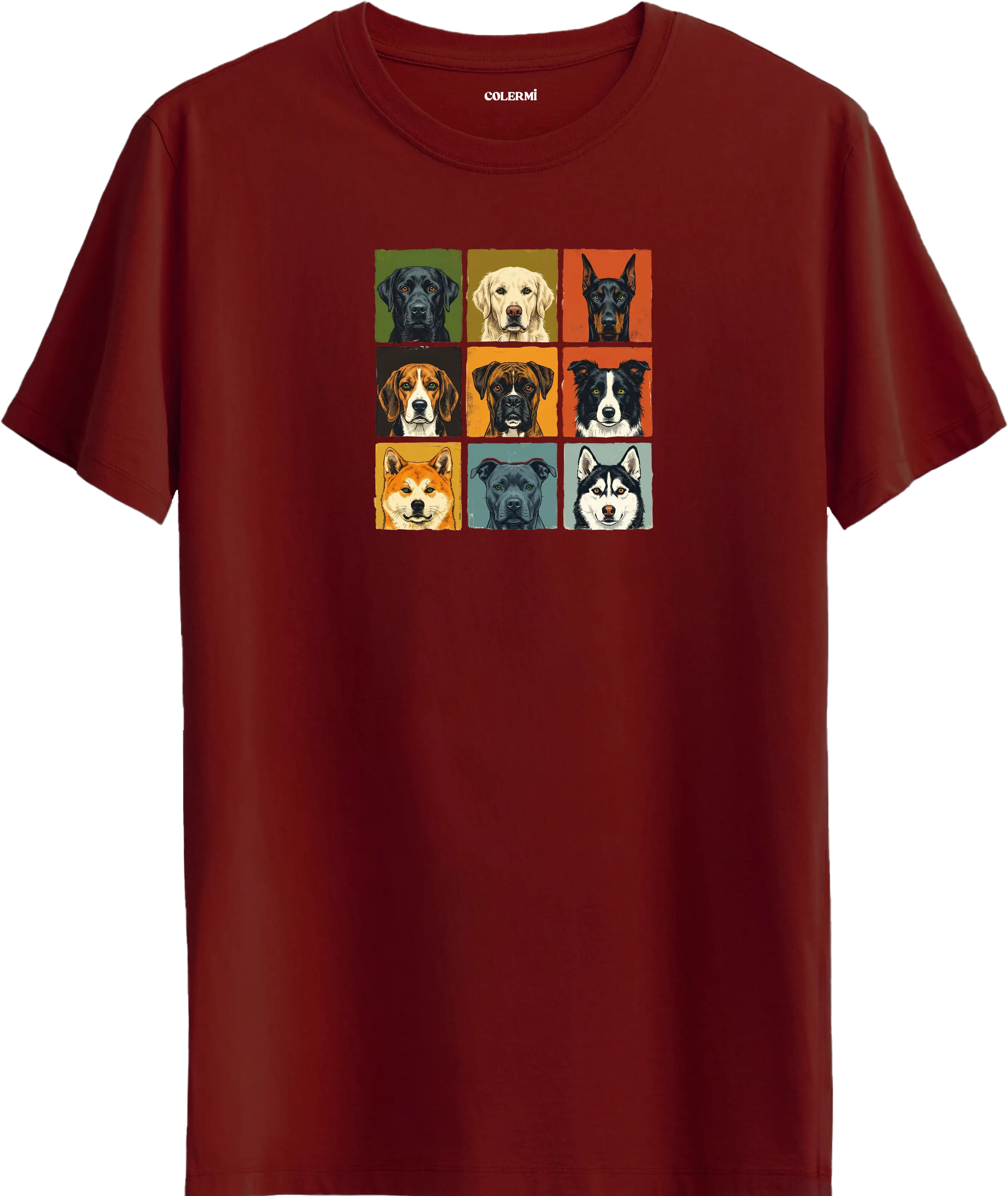 Retro Köpek Kolaj Tasarım Tişört