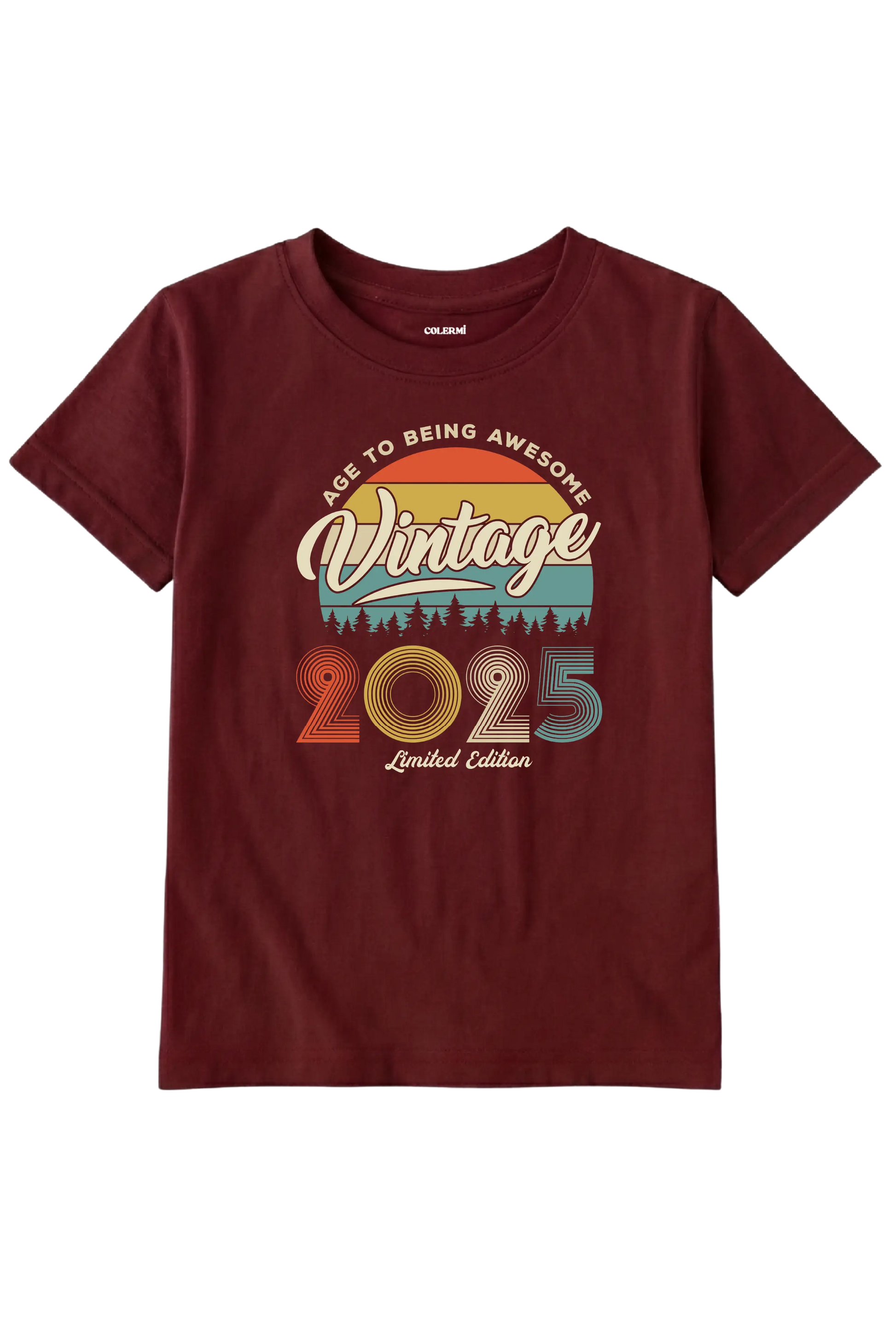 Vintage Çocuk Tişört – 2025 Doğum Tarihli Nostalji Tasarım detay | Colermi