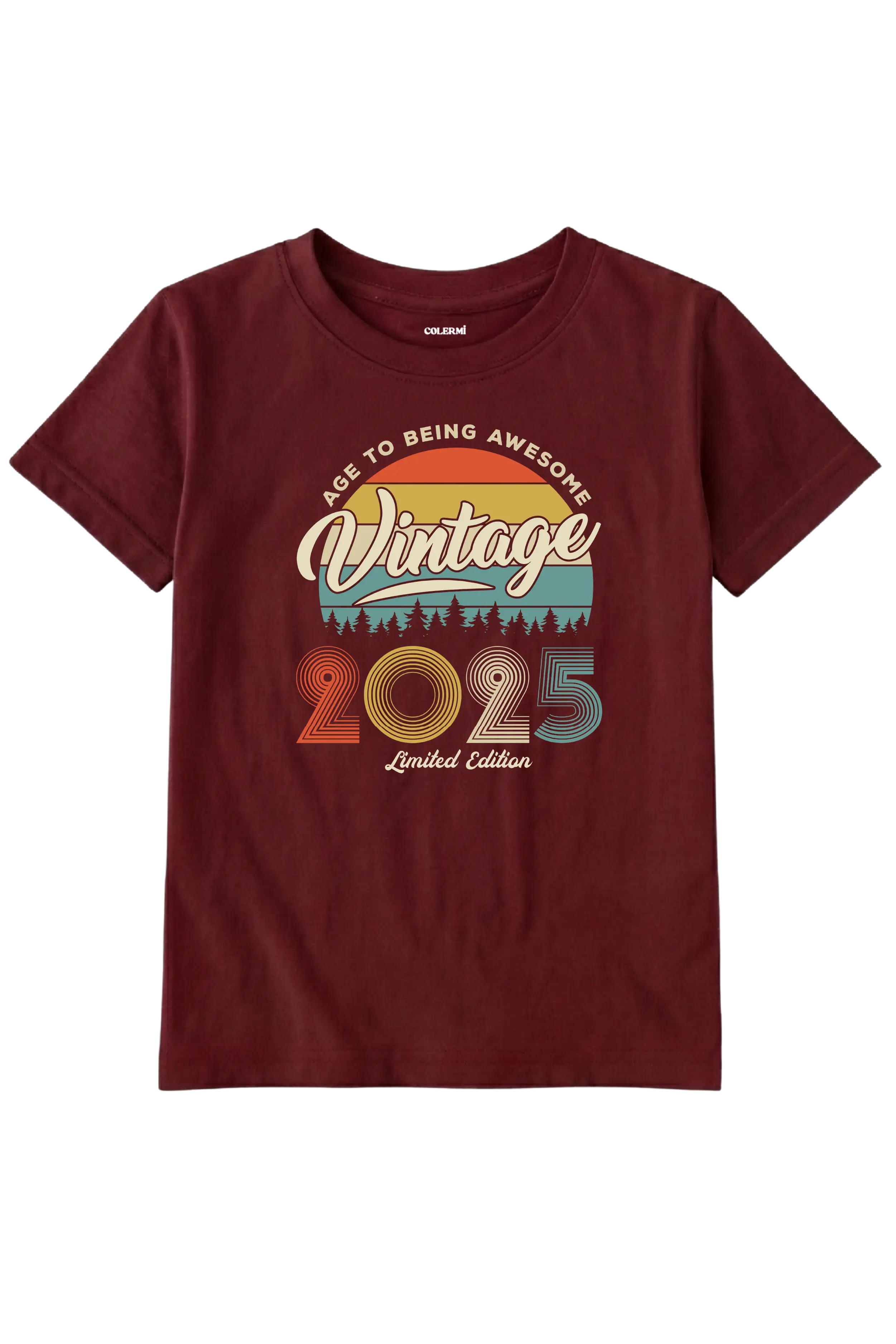 Vintage Çocuk Tişört – 2025 Doğum Tarihli Nostalji Tasarım detay | Colermi