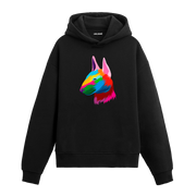 Renkli Bull Terrier köpek baskılı siyah hoodie