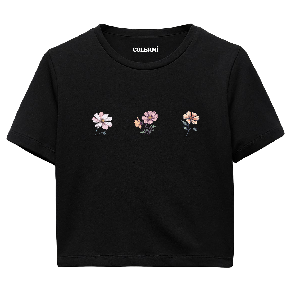 Zarif Çiçekler Kadın Crop T-Shirt