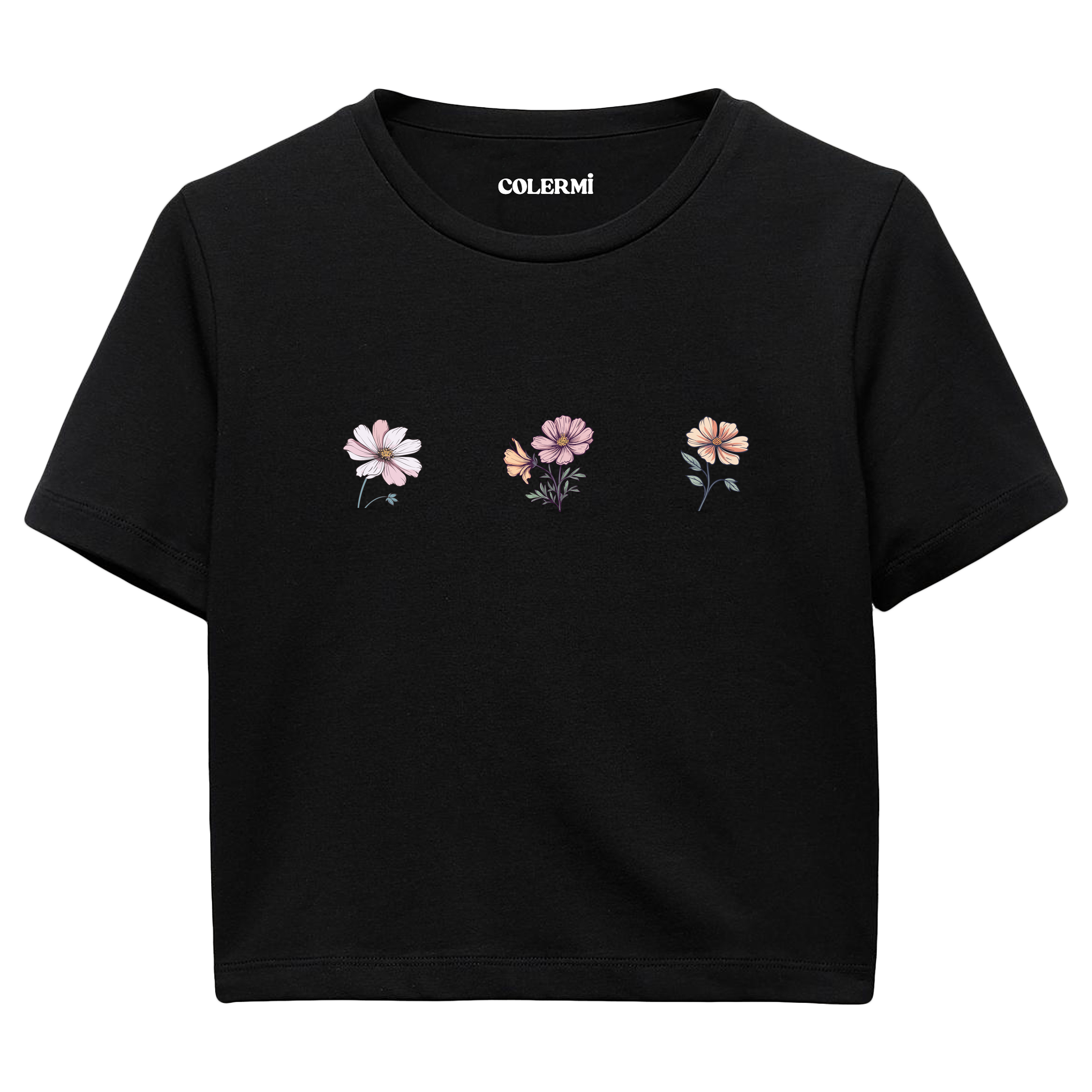 Zarif Çiçekler Kadın Crop T-Shirt