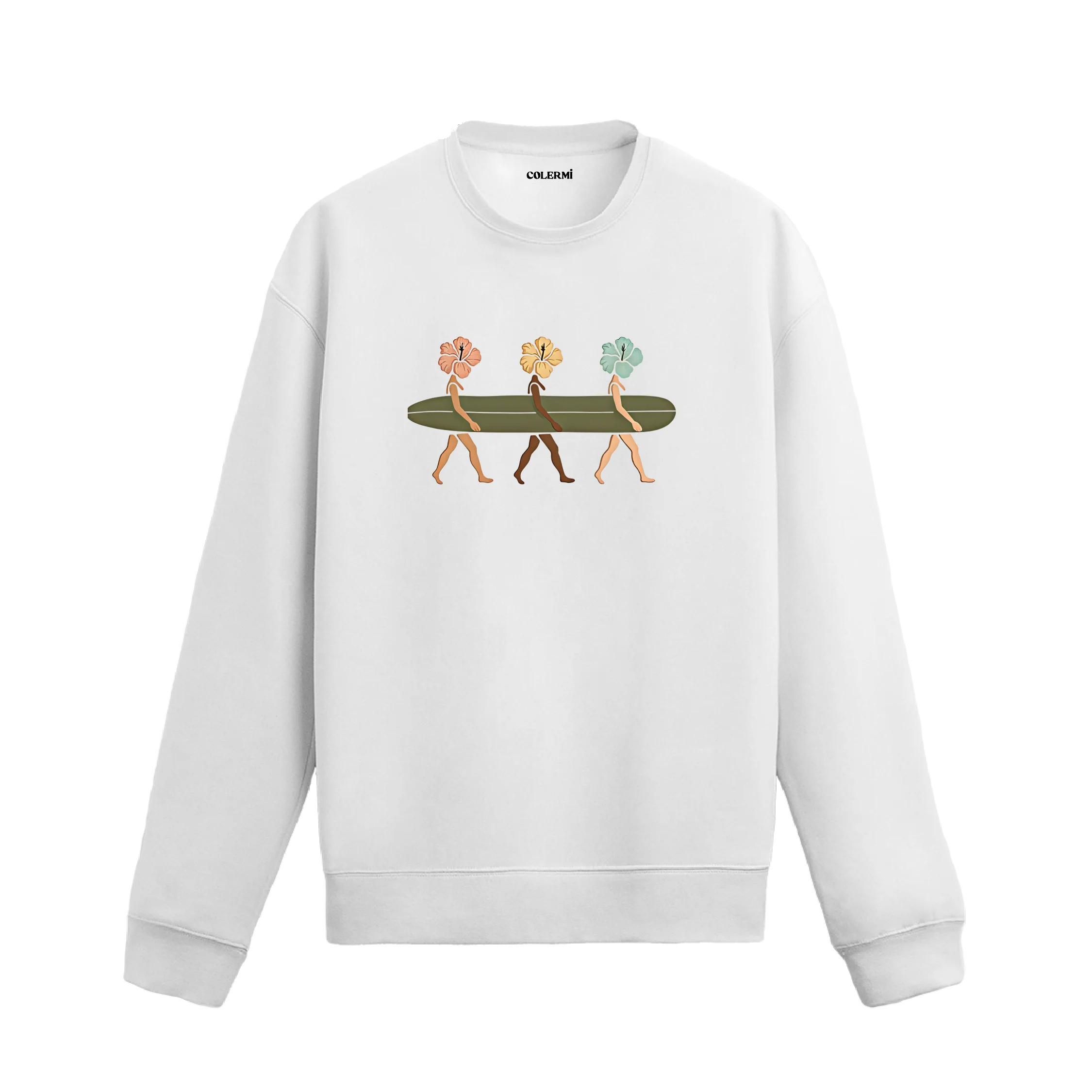 Doğa Temalı Çiçek Figürlü Sweatshirt görsel 2 | Colermi