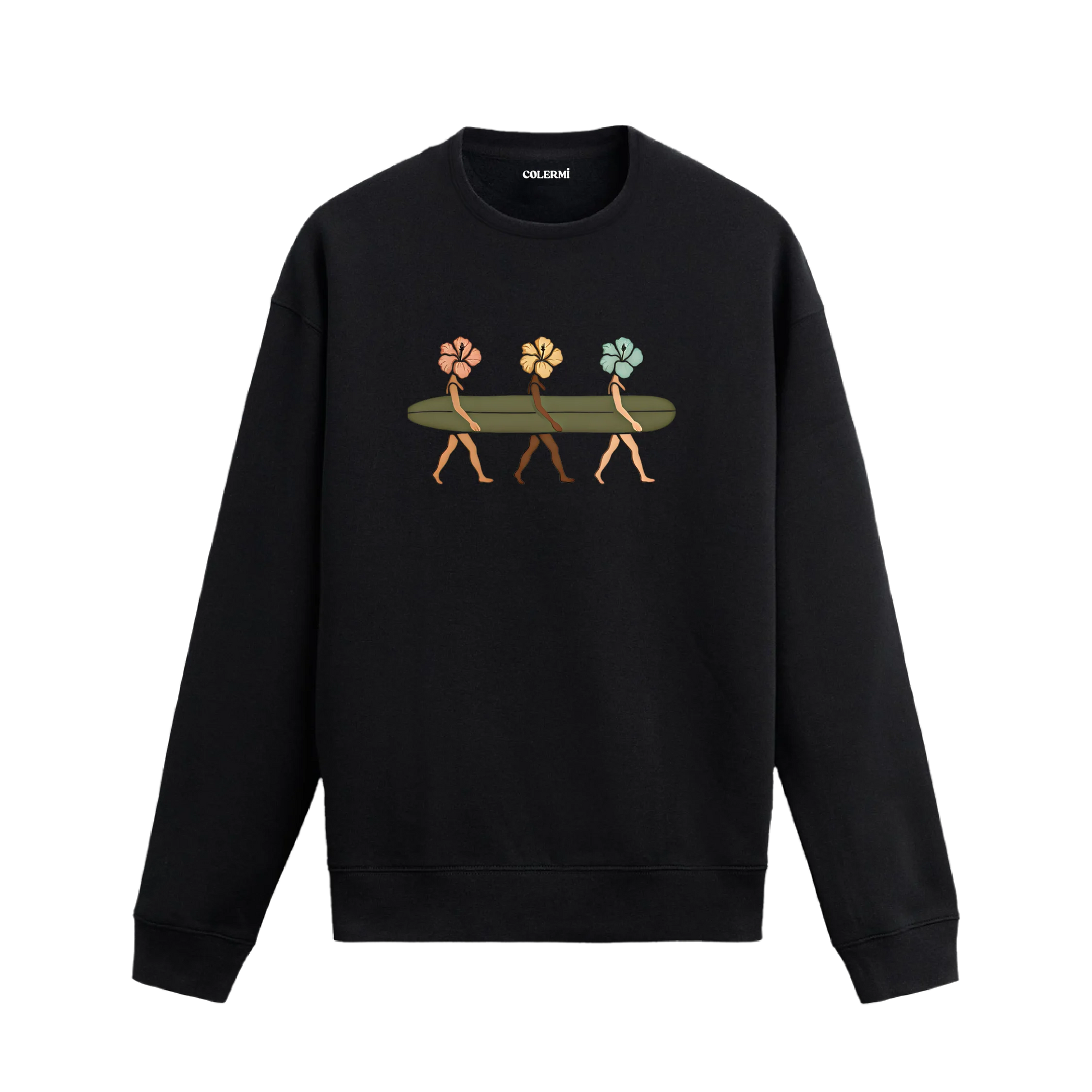 Doğa Temalı Çiçek Figürlü Sweatshirt | Colermi