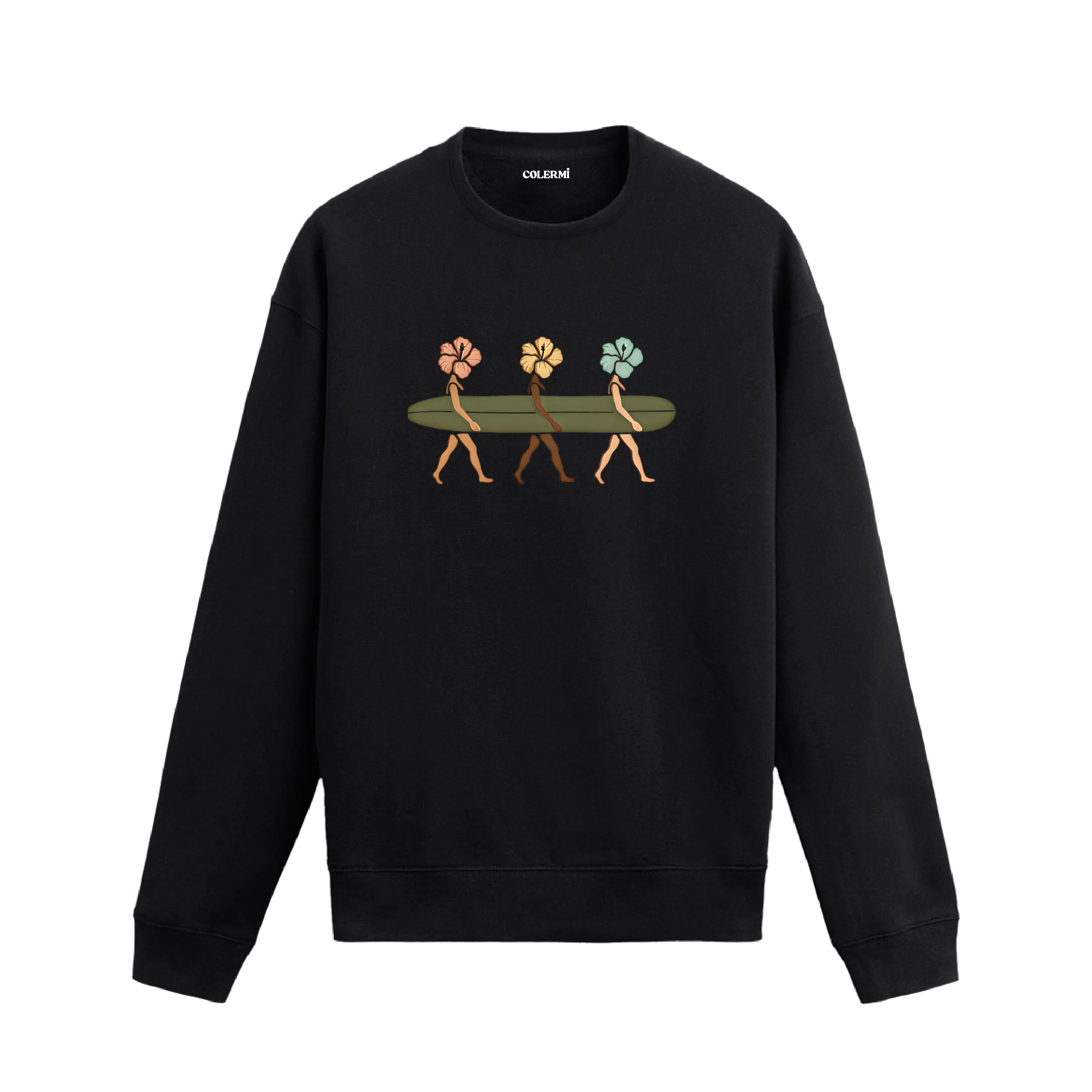Doğa Temalı Çiçek Figürlü Sweatshirt | Colermi