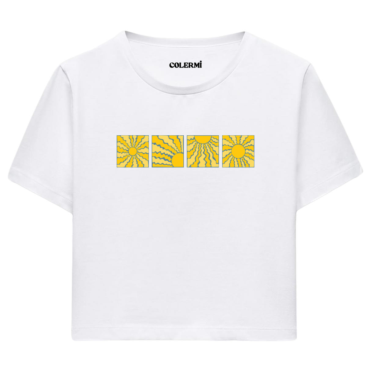 Colermi Güneş Desenli Crop Top Tişört