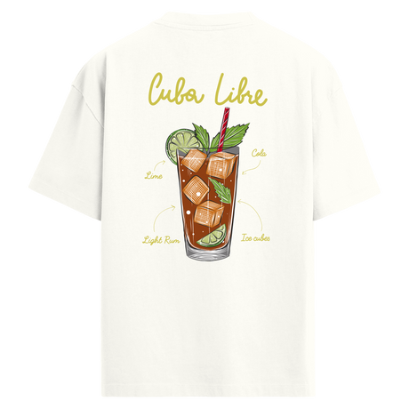 Cuba Libre içecek baskılı sırt baskılı oversize tişört