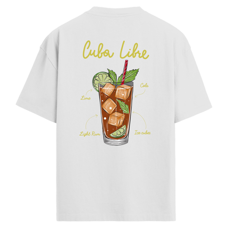 Cuba Libre içecek baskılı sırt baskılı oversize tişört