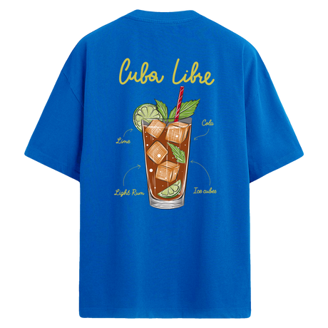 Cuba Libre içecek baskılı sırt baskılı oversize tişört