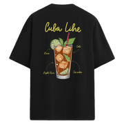 Cuba Libre içecek baskılı sırt baskılı oversize tişört
