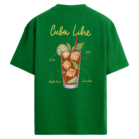 Cuba Libre içecek baskılı sırt baskılı oversize tişört